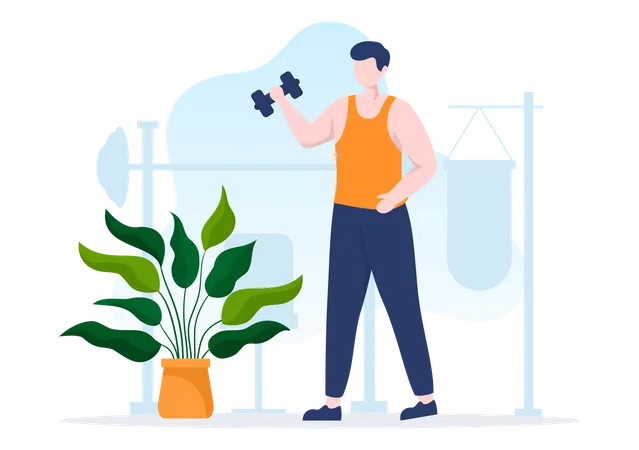 Man lifting dumbbell  Illustration