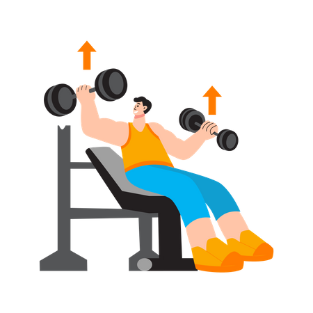 Man lifting dumbbell in gym  Illustration