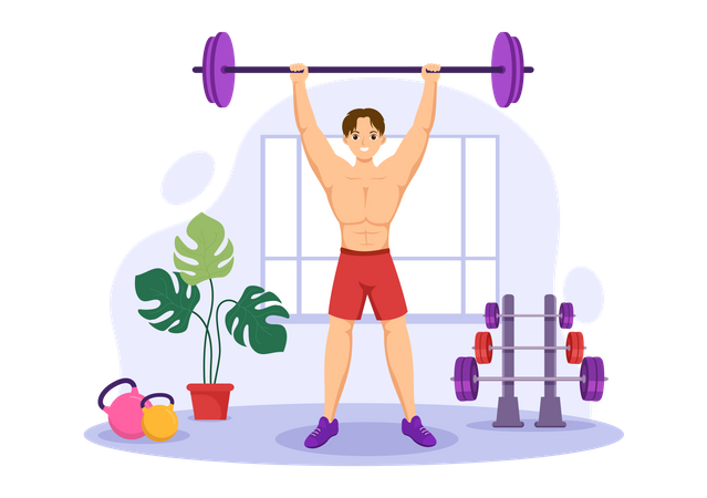 Man Lifting Dumbbell In Gym  Illustration