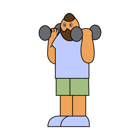 Man lifting dumbbells at gym  Illustration