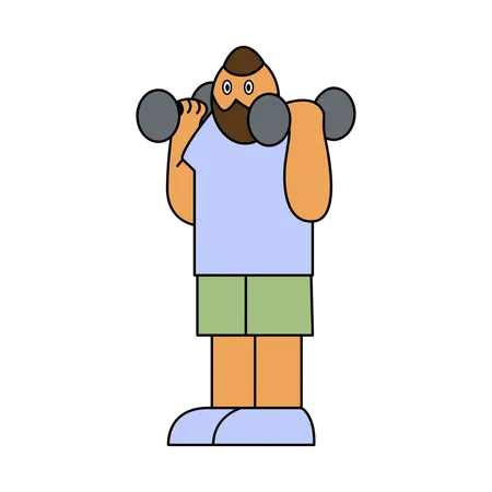 Man lifting dumbbells at gym  Illustration