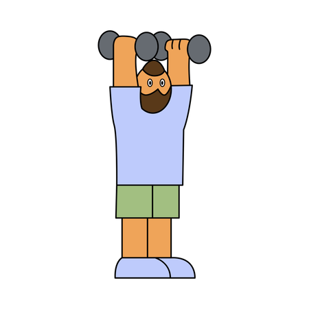 Man lifting dumbbells at gym  Illustration