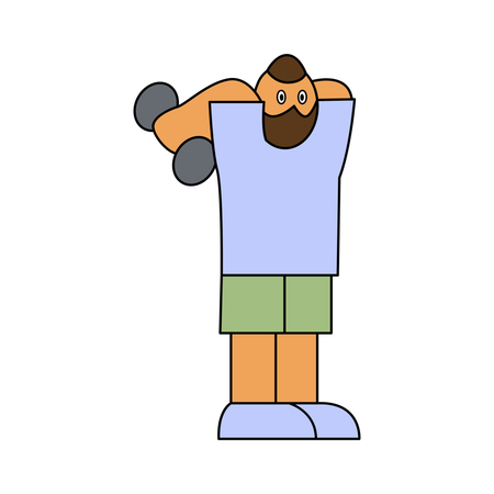 Man lifting dumbbells at gym  Illustration