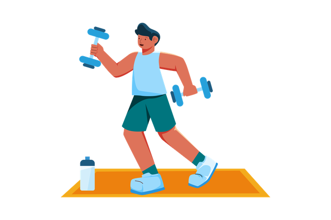 Man lifting dumbbells for gains  Illustration