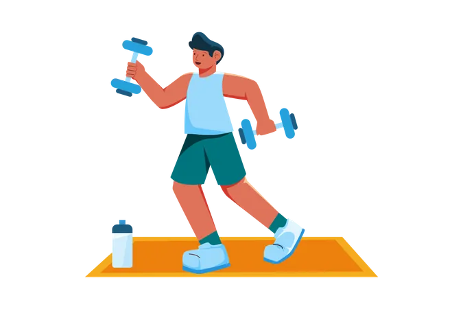 Man lifting dumbbells for gains  Illustration