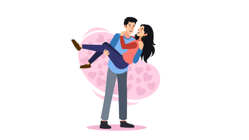 Man lifting girl  Illustration