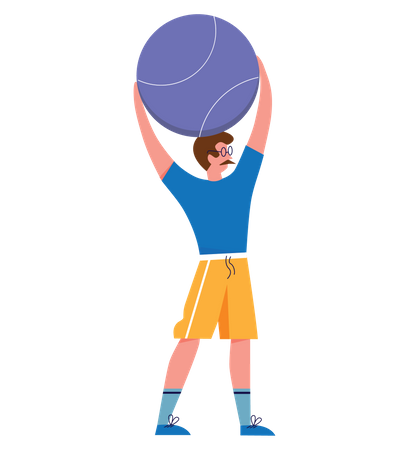 Man lifting gym ball  Illustration