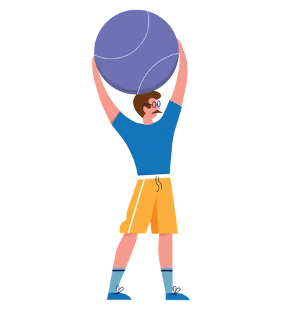 Man lifting gym ball  Illustration