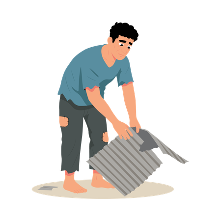 Man Lifting Metal Sheets  Illustration