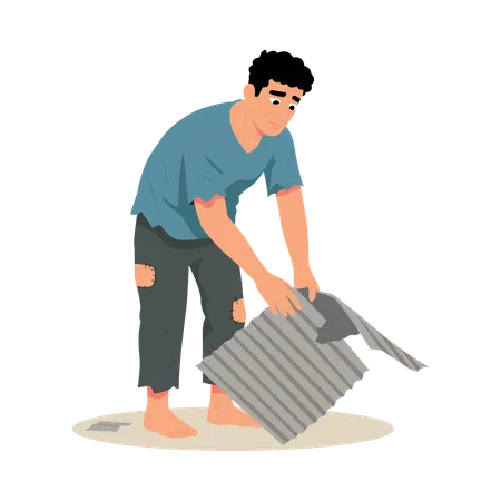 Man Lifting Metal Sheets  Illustration