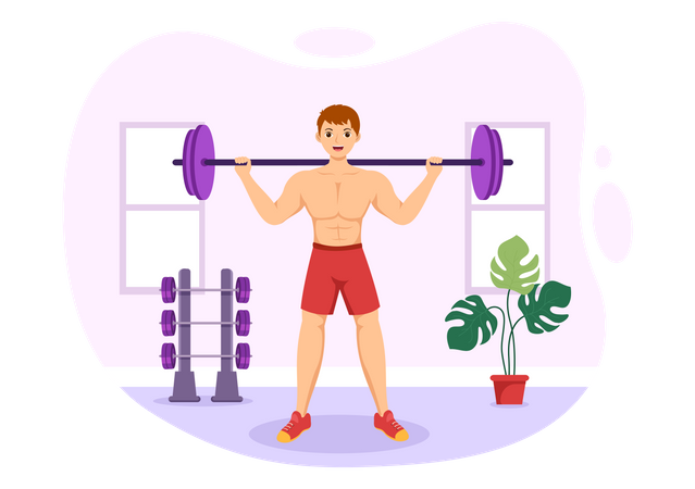 Man Lifting Weight  Illustration