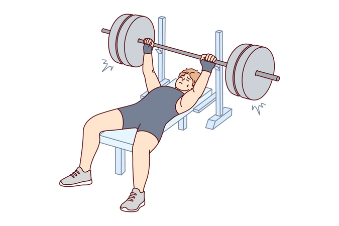 Man lifting weight on gym bench  Illustration