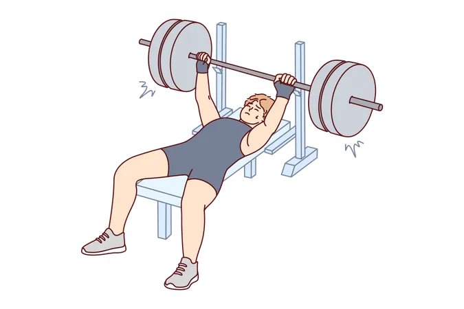 Man lifting weight on gym bench  Illustration