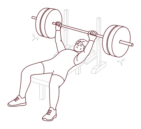 Man lifting weight on gym bench  Illustration