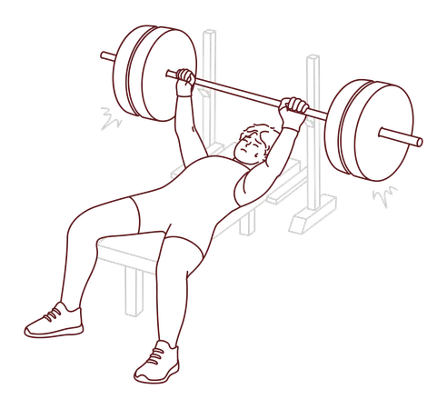 Man lifting weight on gym bench  Illustration