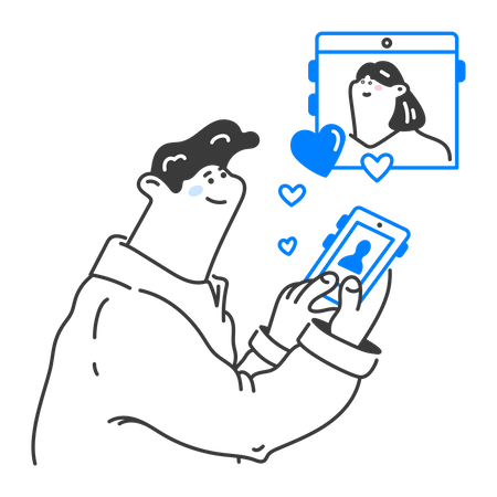 Man likes social media  picture  Illustration