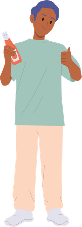 Man likes tomato ketchup taste  Illustration