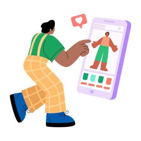 Man liking online ad  Illustration