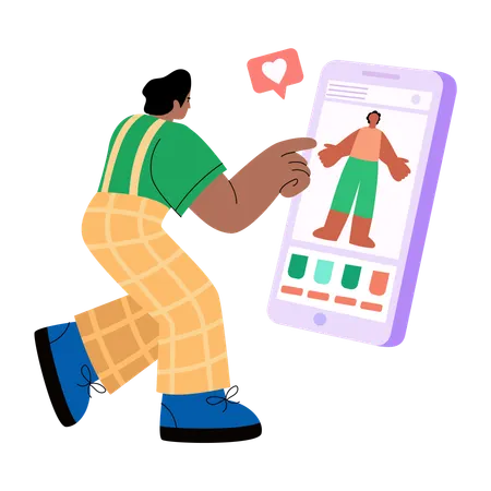 Man liking online ad  Illustration