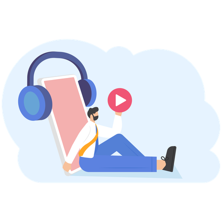 Man listen to music and enjoy sound  Illustration