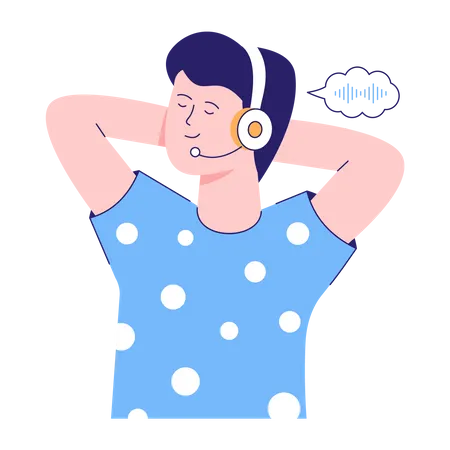 Man Listening Audio  Illustration