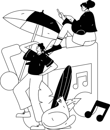 Man Listening Music  Illustration
