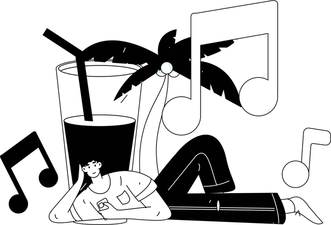 Man Listening Music  Illustration