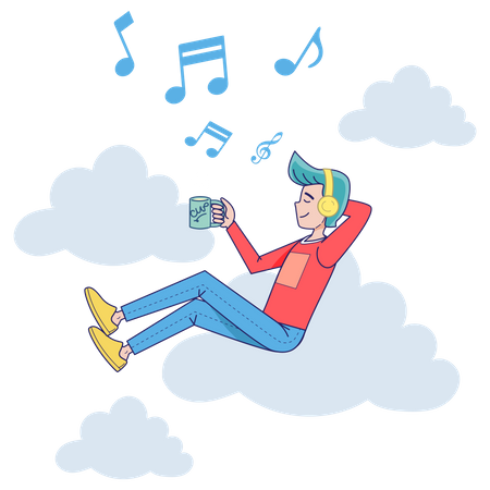 Man listening music Illustration