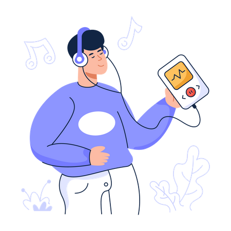 Man Listening Music  Illustration