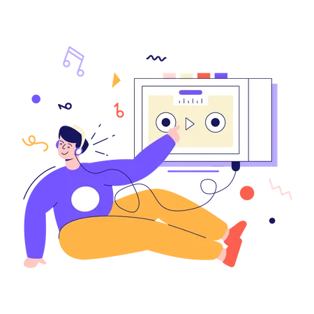 Man listening music  Illustration