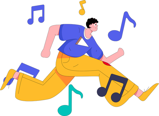 Man Listening Music  Illustration