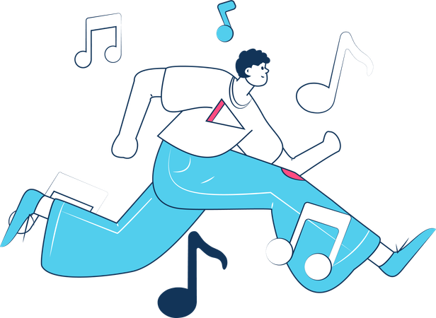 Man Listening Music  Illustration