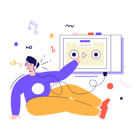 Man listening music  Illustration