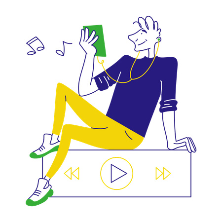 Man listening music  Illustration