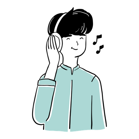 Man listening music  Illustration