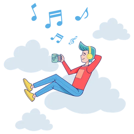 Man listening music  Illustration