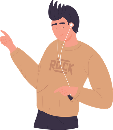 Man listening music  Illustration