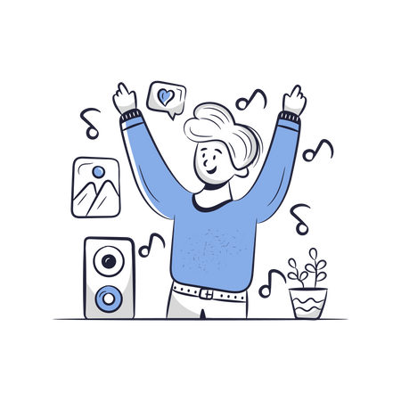 Man Listening Music  Illustration