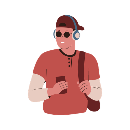 Man listening music  Illustration