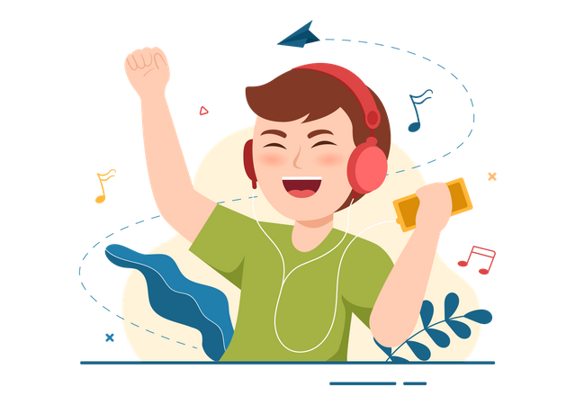 Man Listening Music  Illustration