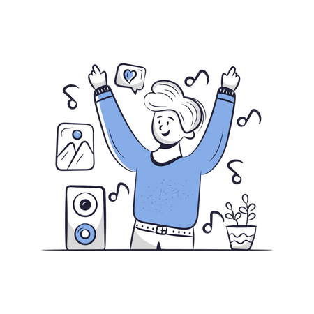 Man Listening Music  Illustration