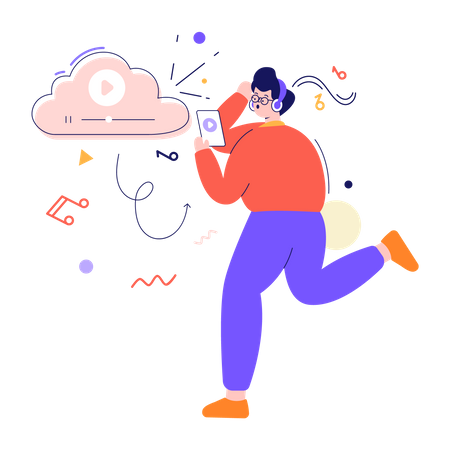 Man listening podcast  Illustration