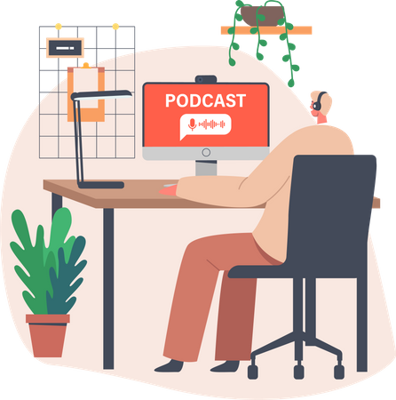 Man listening podcast  Illustration