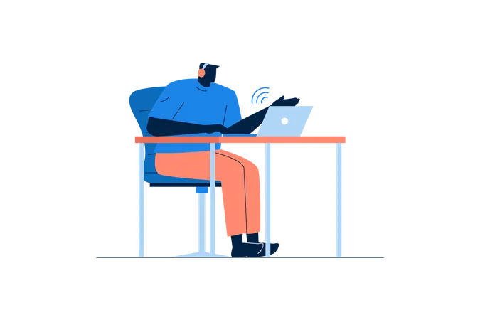 Man Listening Podcast  Illustration