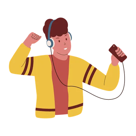 Dancing Man With Headphone Character People Vector Flat Illustration Illustration