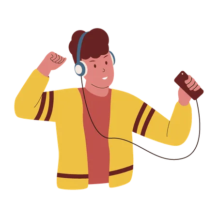 Man listening song  Illustration