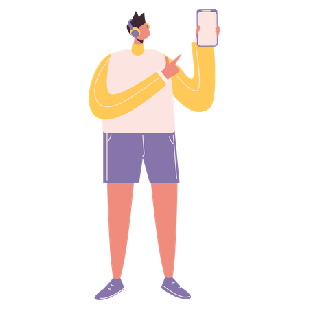 Man listening songs from mobile  Illustration