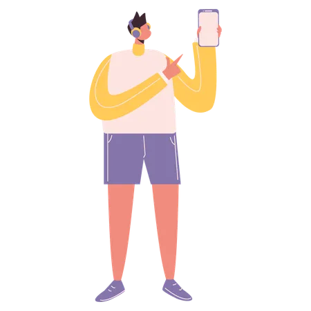 Man listening songs from mobile  Illustration