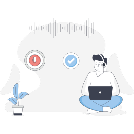 Man  listening voice recognition  Illustration