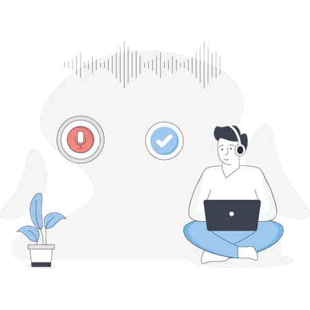 Man  listening voice recognition  Illustration